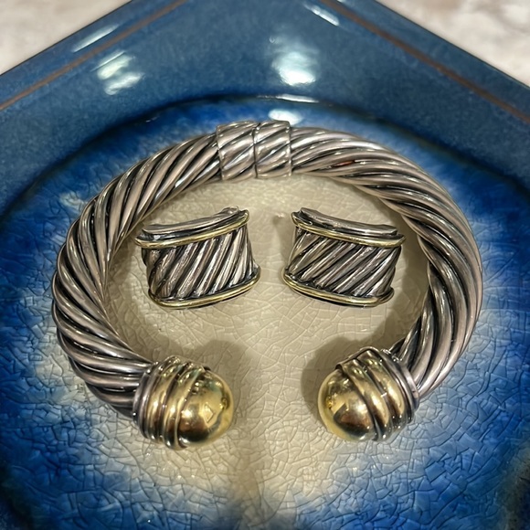 DAVID YURMAN bracelet and earrings. Silver and gold, beautiful. - Picture 2 of 8